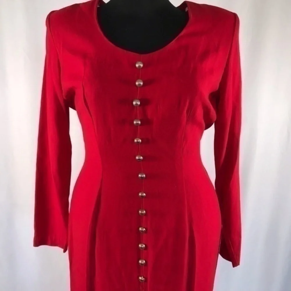 Vintage Nina Piccalino Red Midi Pencil Dress - Picture 8 of 14